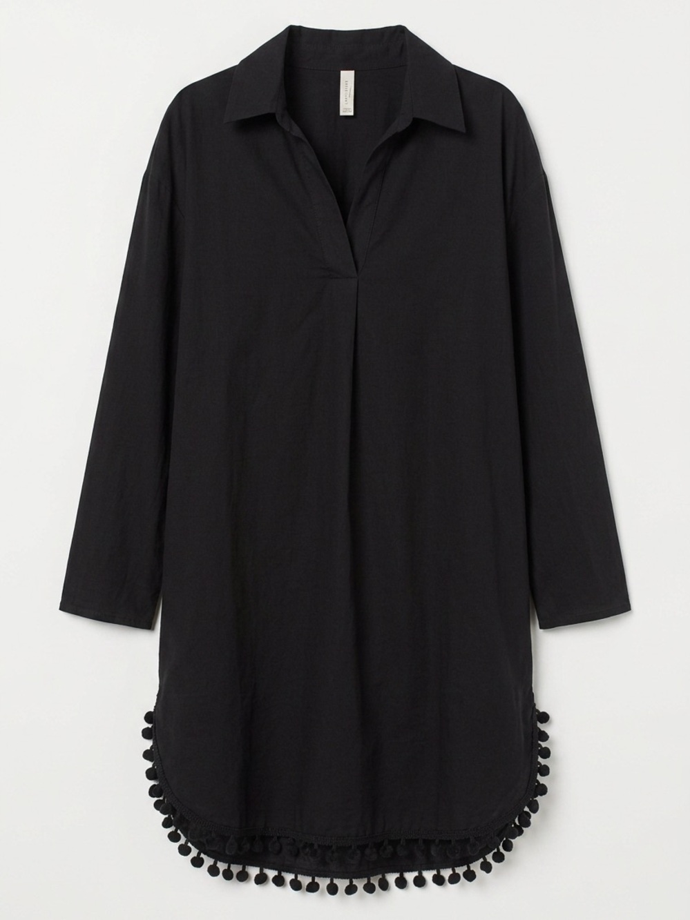 Women's Black Pom-Trim Swim Coverup Tunic
